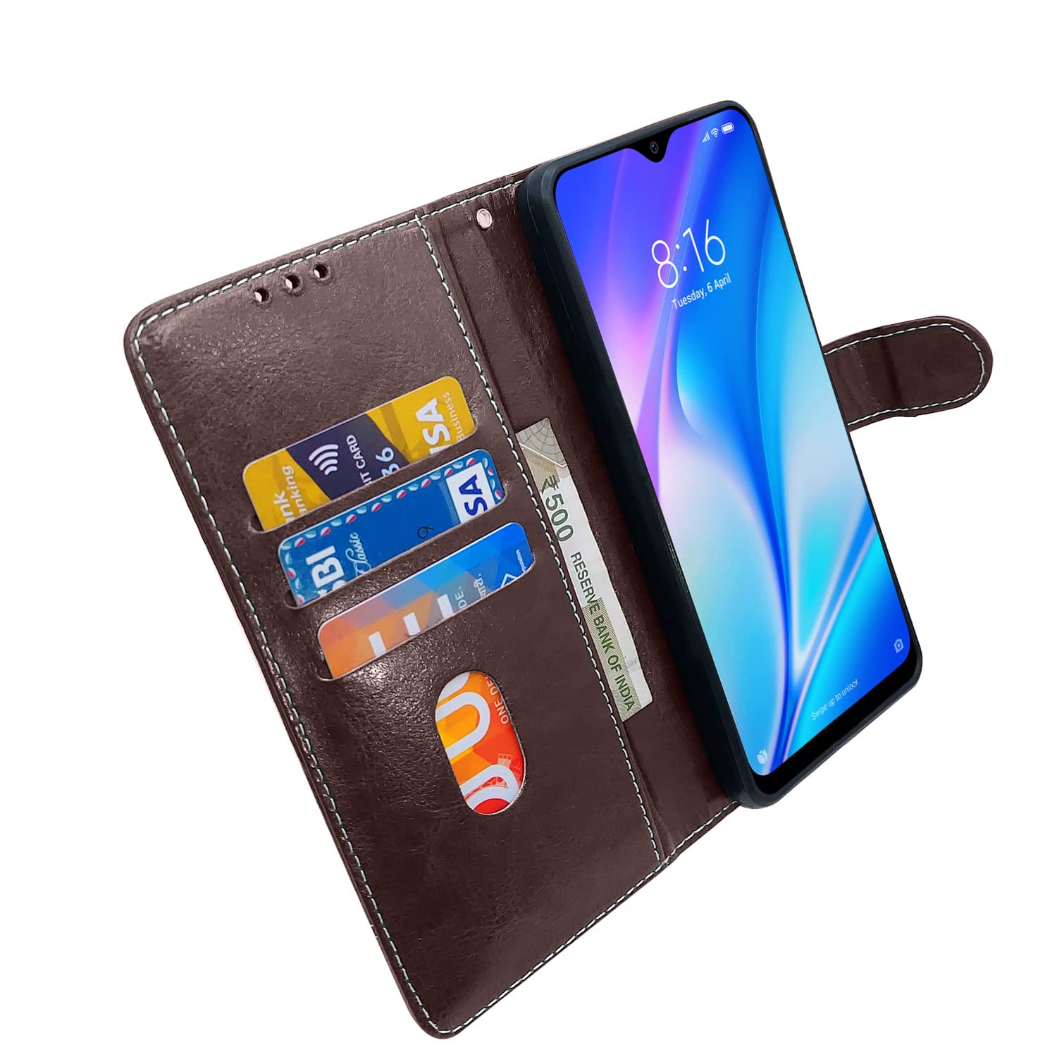 Pikkme coffee & brown Magnetic flip cover for Redmi 8A – photo 4