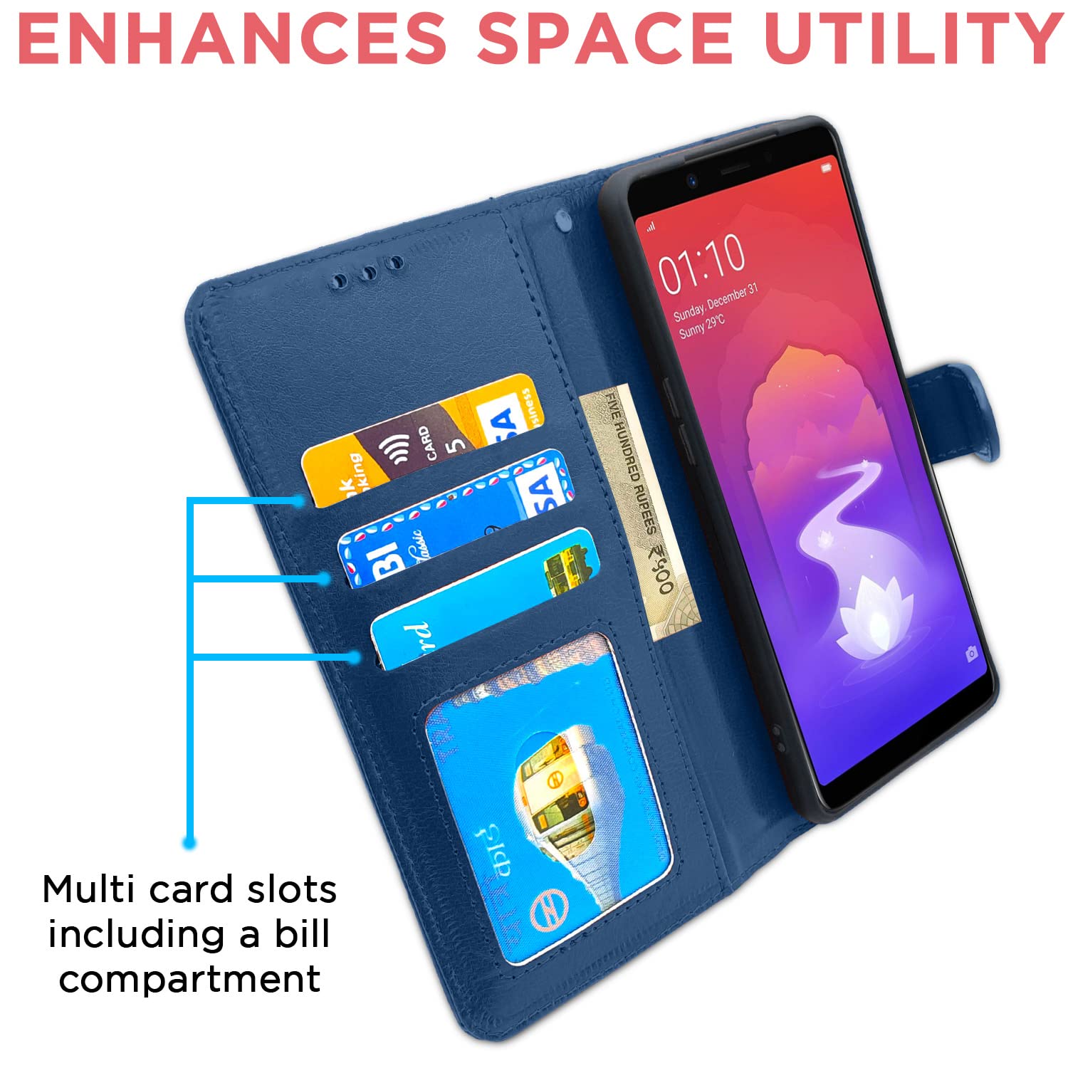 Pikkme Realme 1 Vintage Flip Cover (Blue)