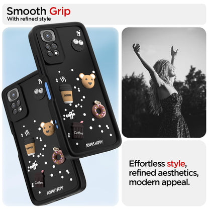 Pikkme Redmi Note 11T 5G / Poco M4 Pro 5G Cute Fun Cartoon 3D Bear Coffee Back Cover (Black)