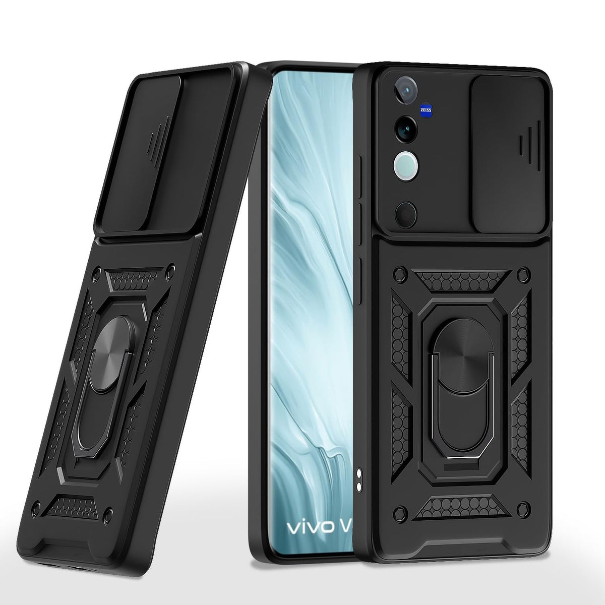 Pikkme black D10 Camera Shield phone cover for Vivo V40/V40 Pro/T3 Ultra 5G