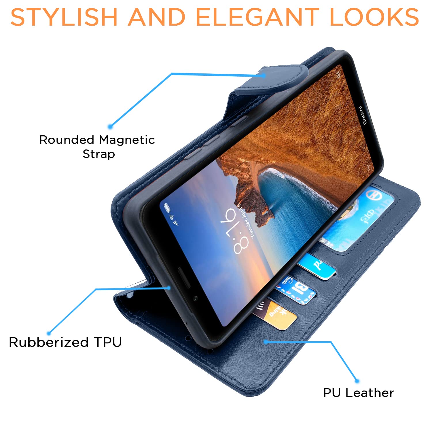Pikkme Mi Redmi 7A Vintage Flip Case (Blue)