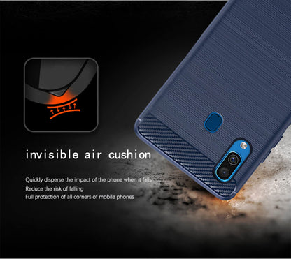 Pikkme Samsung Galaxy A30/ A20/ M10S Hybrid Carbon Fiber Back Cover | Blue