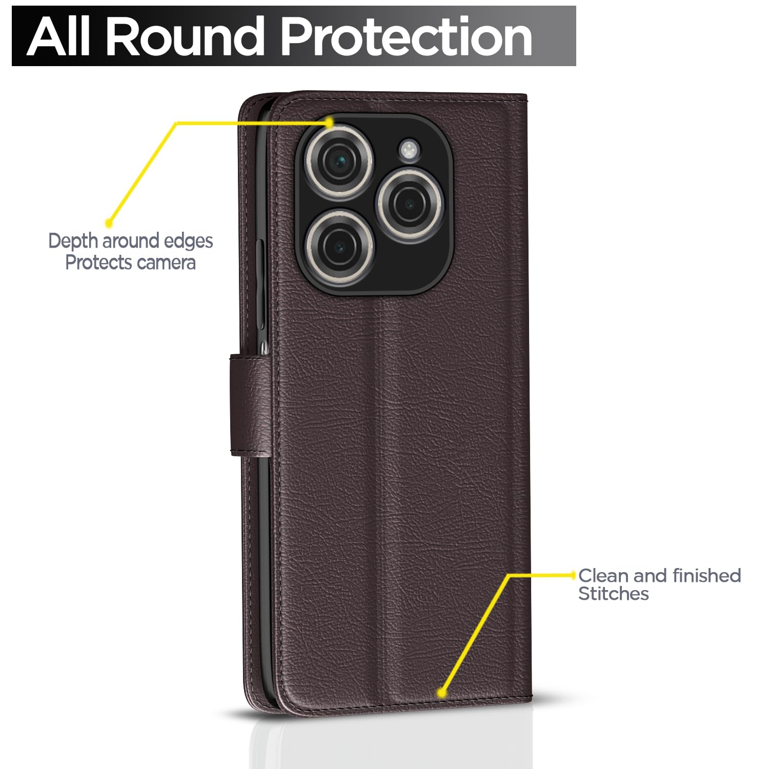 Pikkme Tecno Spark 20 Pro Vintage Flip Cover (Coffee)
