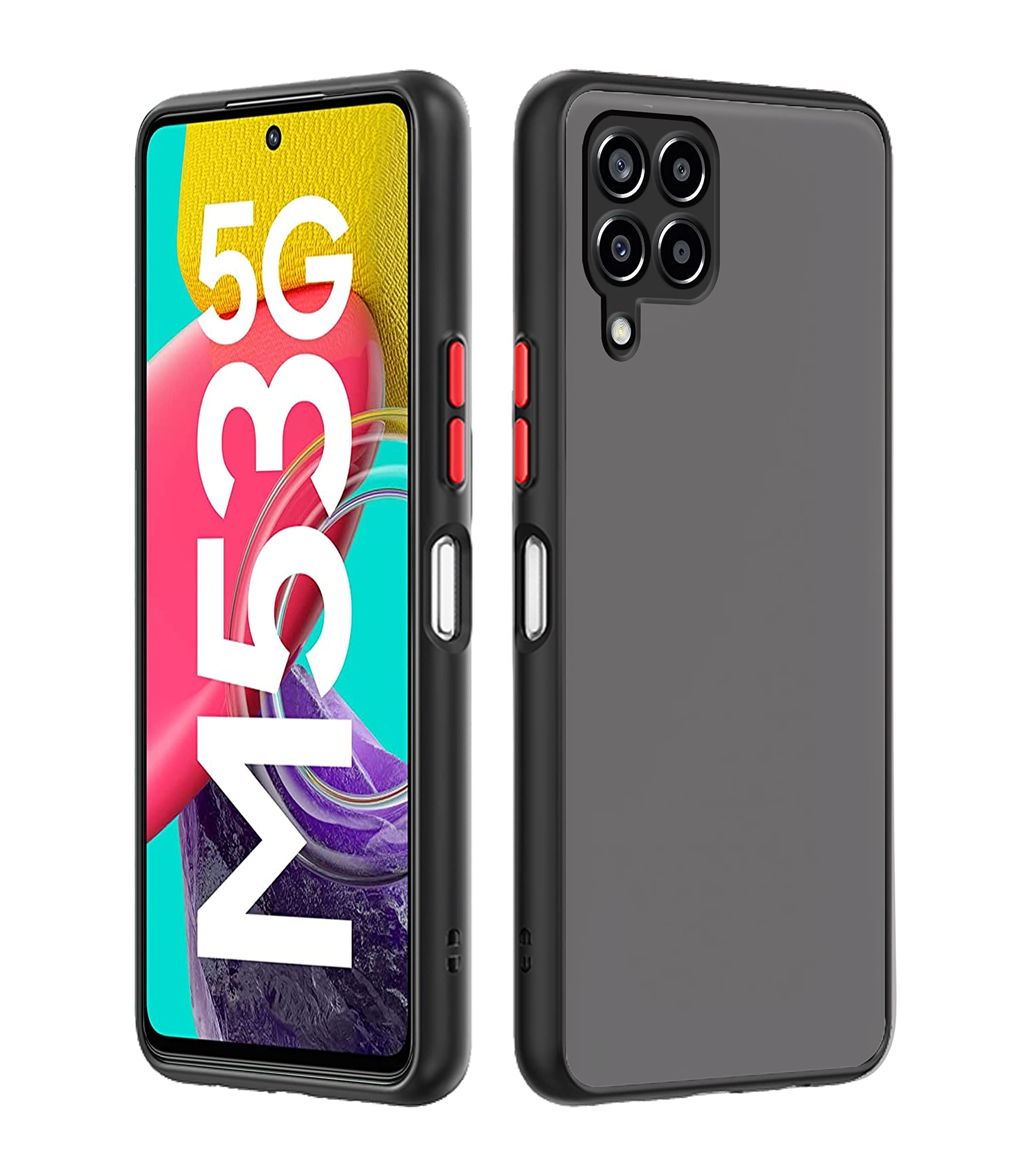 Samsung M53 5G mobile back cover in black by Pikkme