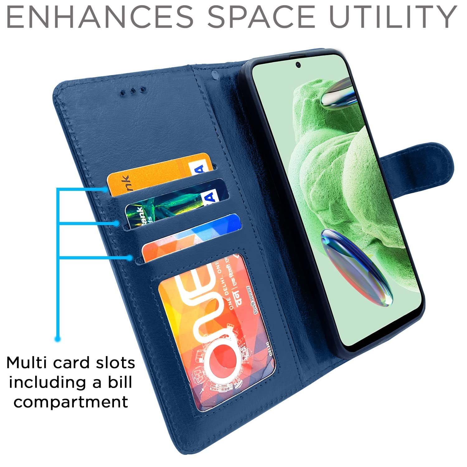 Pikkme blue Wallet mobile flip cover for Redmi Note 12 Pro Plus 5G – photo 3