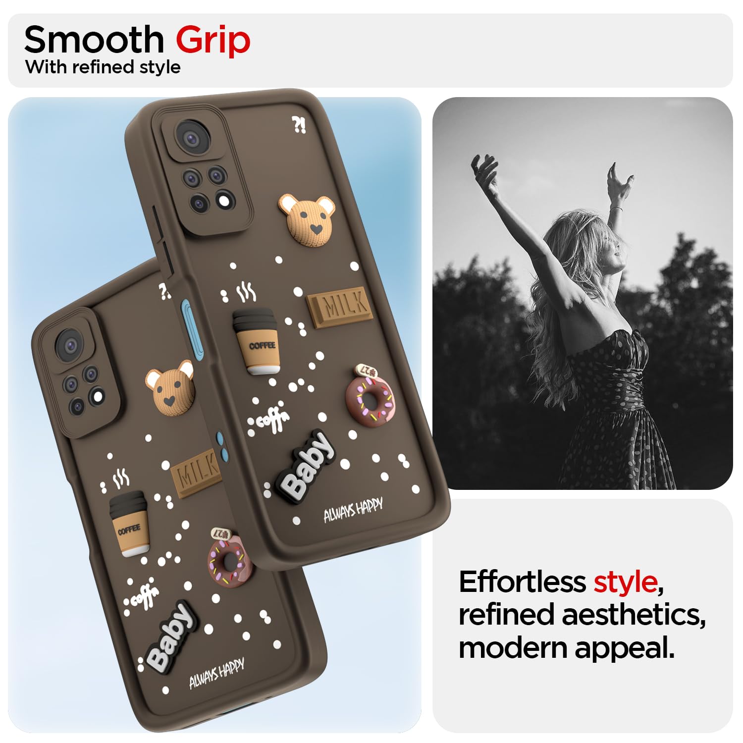 Pikkme brown Silicone phone cover for Redmi Note 11 Pro/3D – photo 2