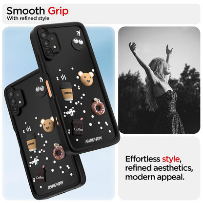 Pikkme Samsung Galaxy A13 4G / A13 5G Cute Fun Cartoon 3D Bear Coffee Back Cover (Black)