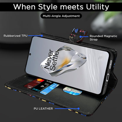 Pikkme OnePlus 12 5G black flower mobile flip cover – photo 5