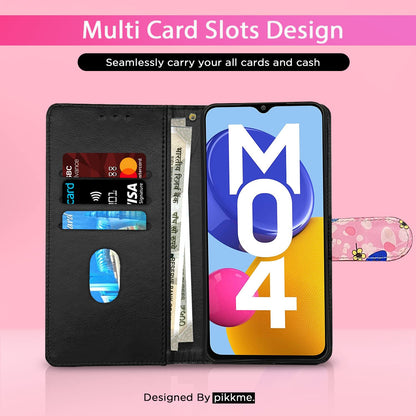 Pikkme Samsung M04 pink flower mobile flip cover – photo 2