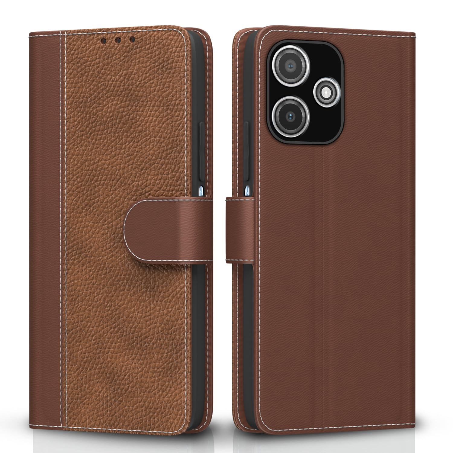 Pikkme Redmi 12/Poco M6 Pro 5G Wallet tan mobile flip cover