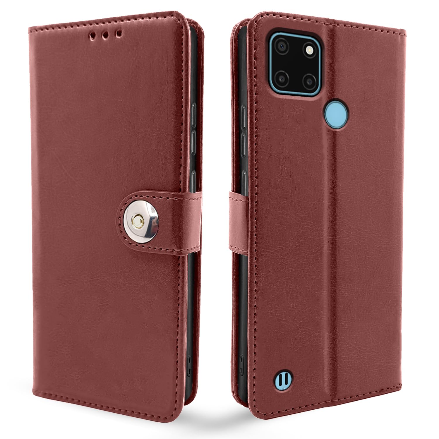 Pikkme Realme C21y brown mobile flip cover