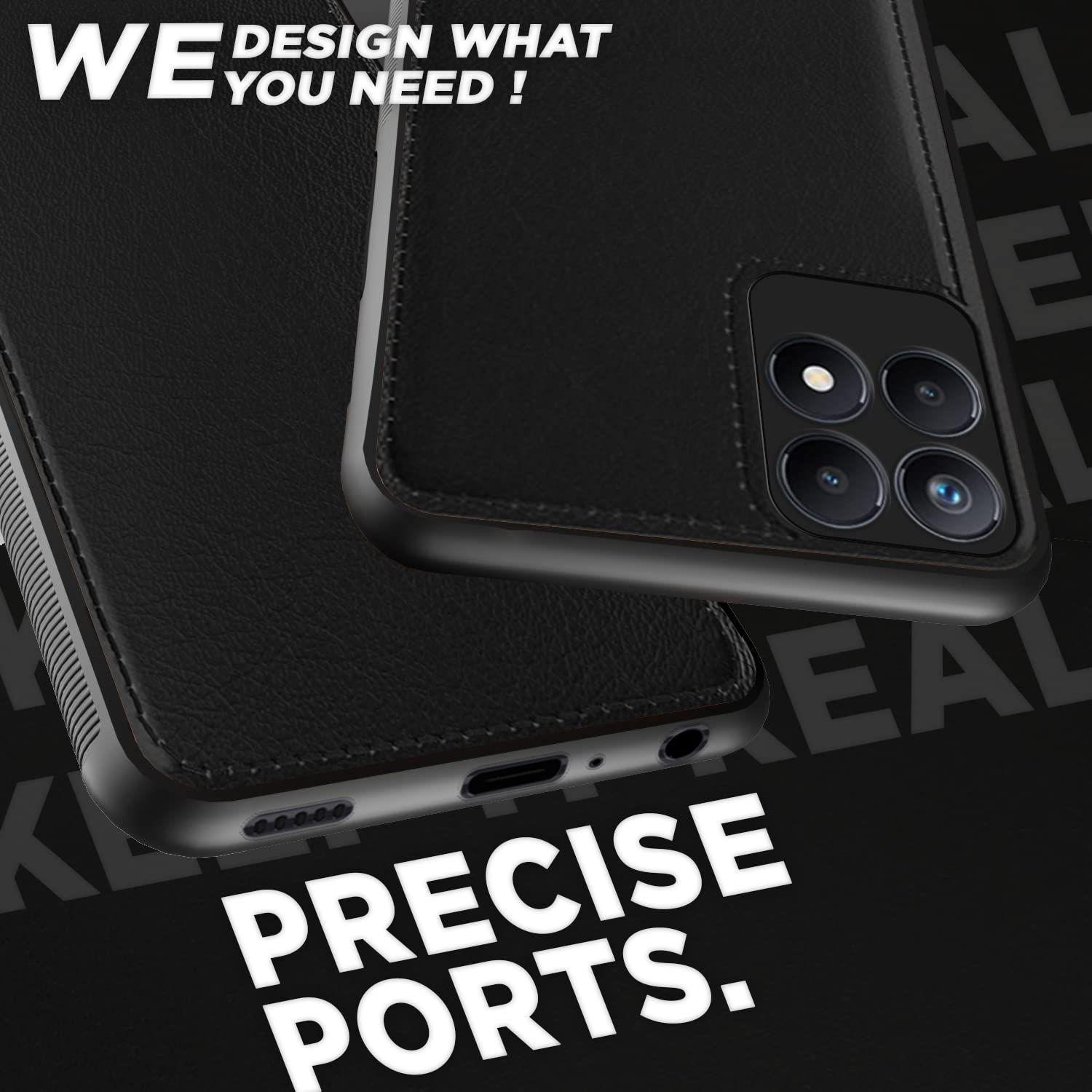 Realme Narzo 50/8i 4G Leather mobile back cover in black by Pikkme – photo 4