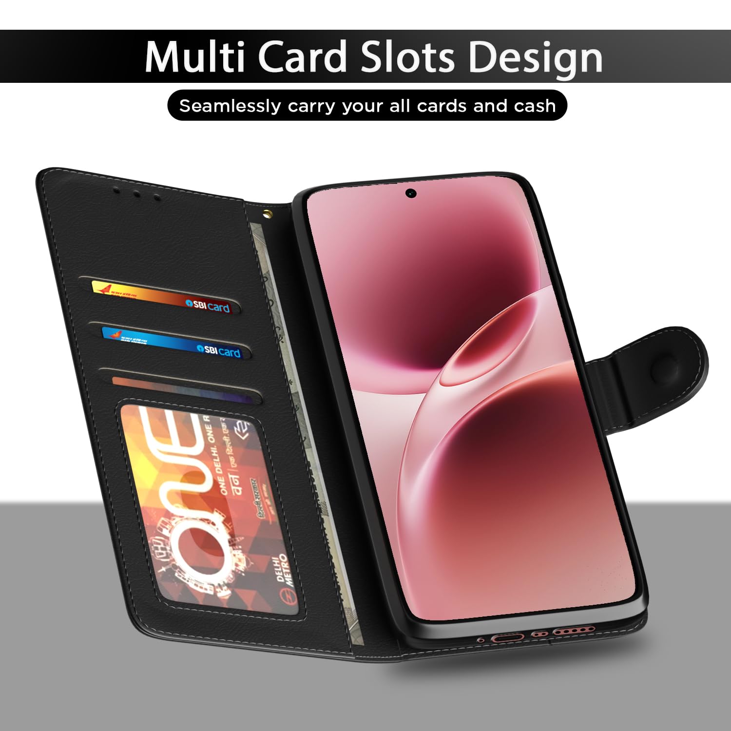 Pikkme Vivo V70/V70 Wallet black flip case – photo 5