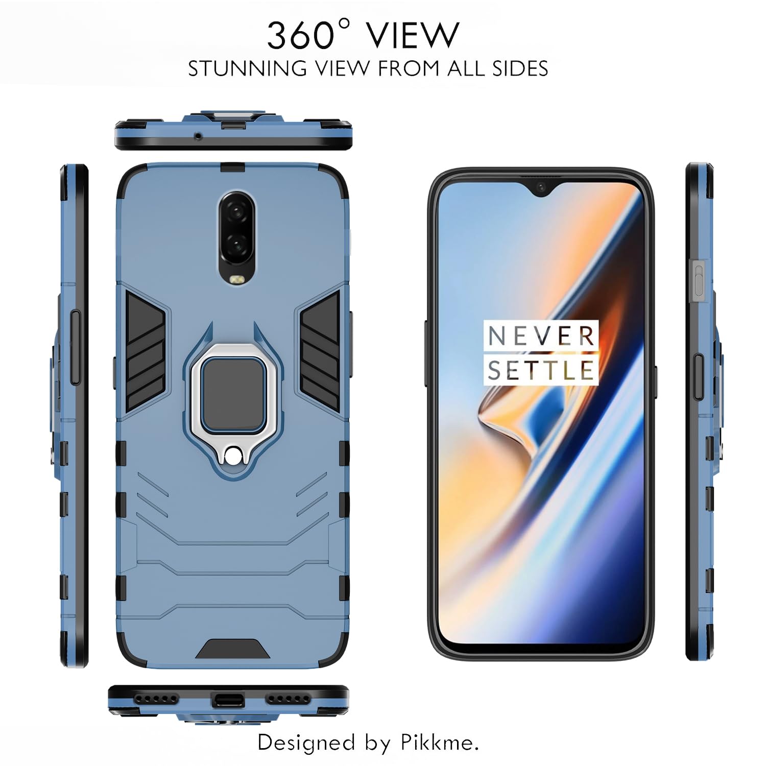 Pikkme OnePlus 6T D5 Tough Armor Back Cover | Blue