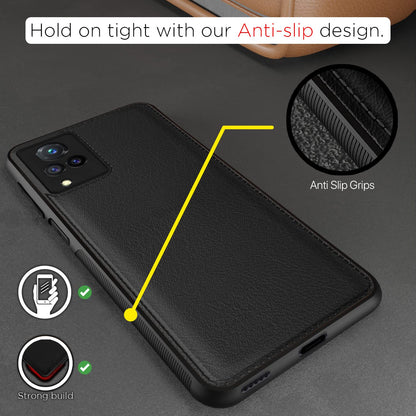 Pikkme Vivo V21 5G Leatherback Back Case | Black