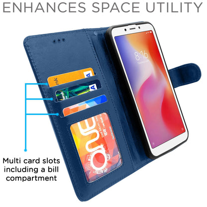 Pikkme Redmi 6 Vintage Flip Cover (Blue)