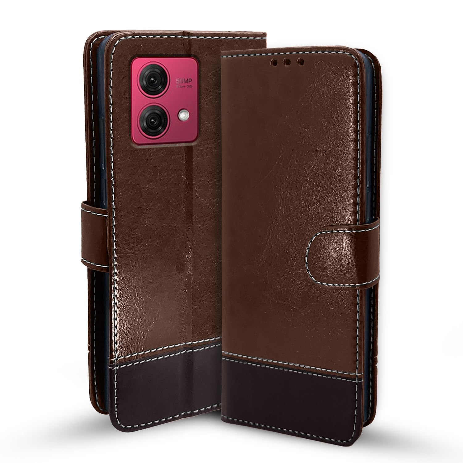 Pikkme Moto G84 5G brown & coffee wallet flip cover