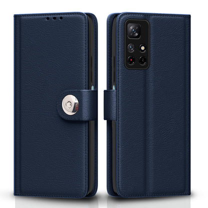 Pikkme Redmi Note 11T/Poco M4 Pro Button blue wallet flip cover