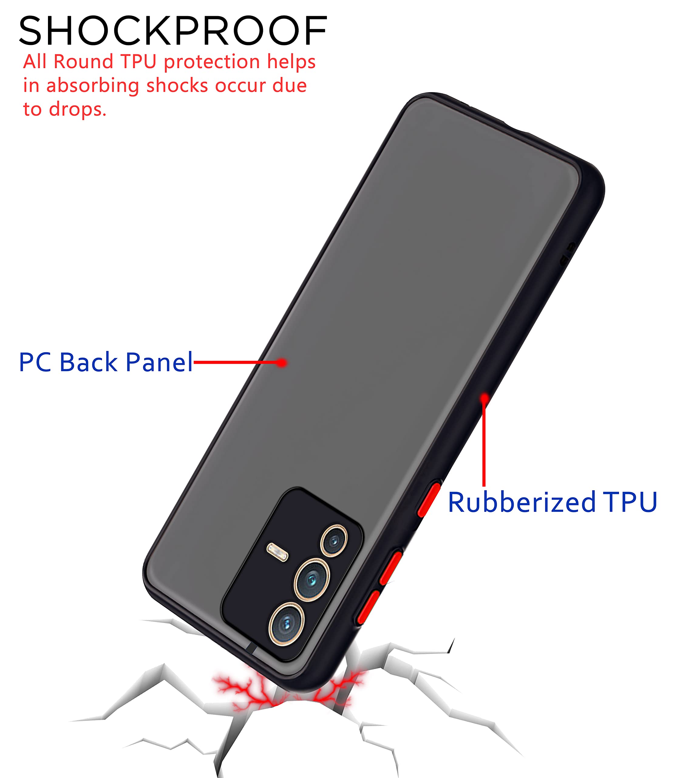 Vivo V23 Pro 5G back cover in black by Pikkme – photo 4