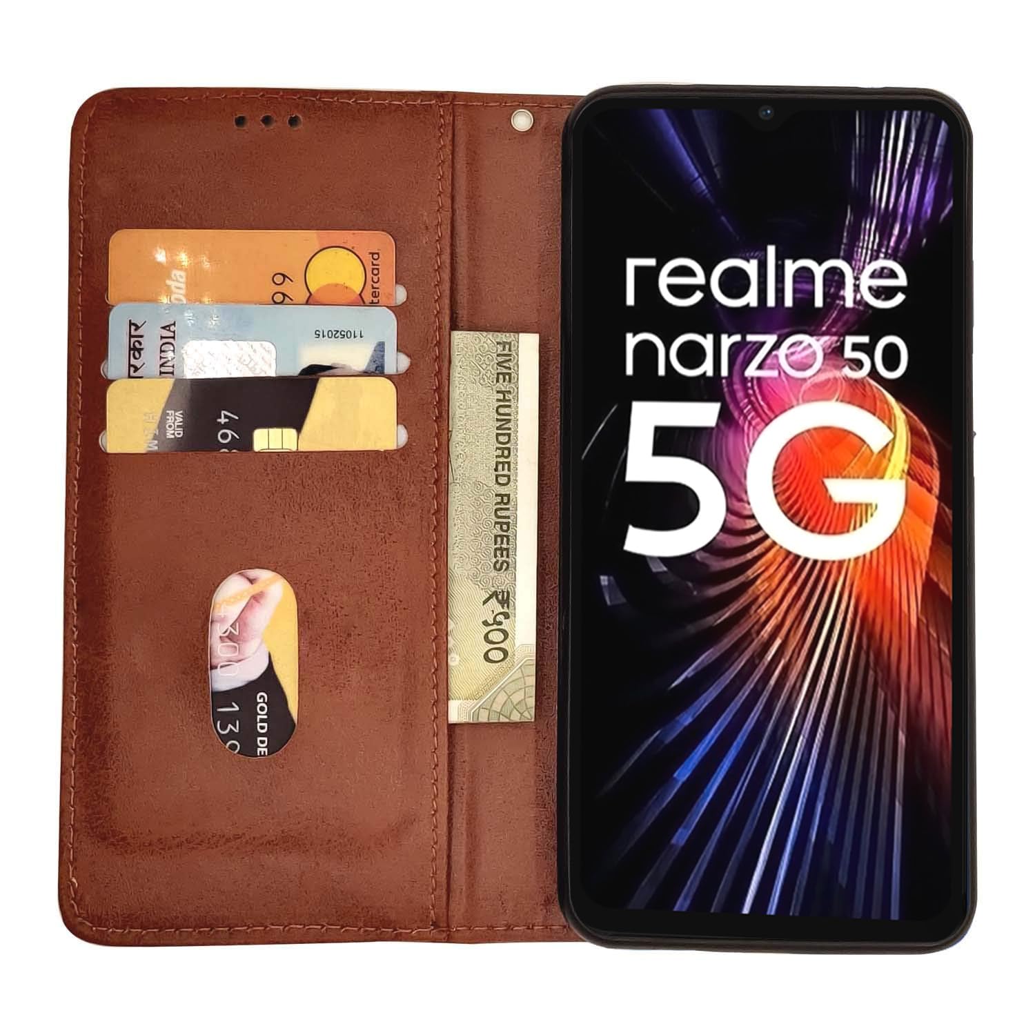 Pikkme Realme Narzo 50 5G/Oppo K10 5G/Oppo A57 brown mobile flip cover – photo 2