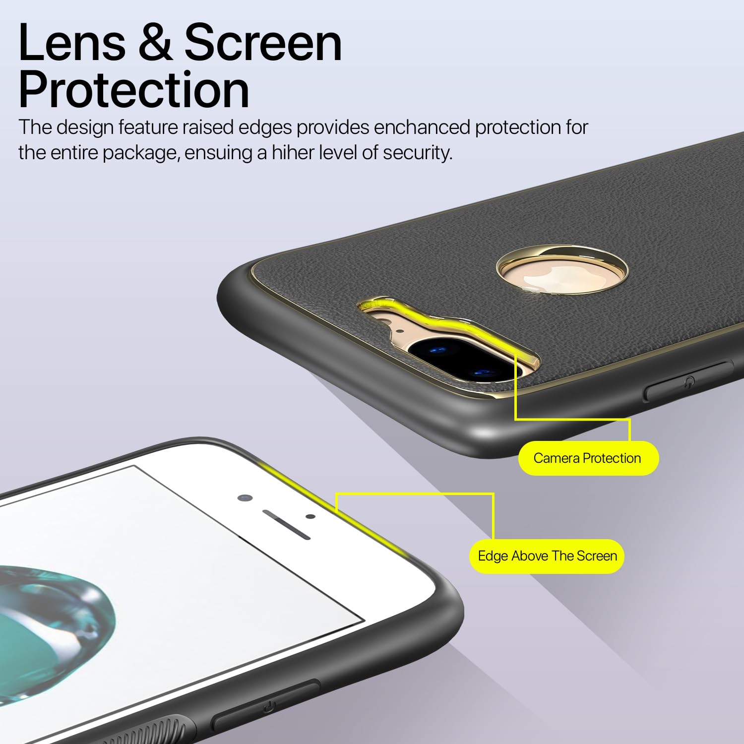 Pikkme iPhone 7 Plus / 8 Plus Gold Electroplated Premium Leather Chrome Back Cover (Black)