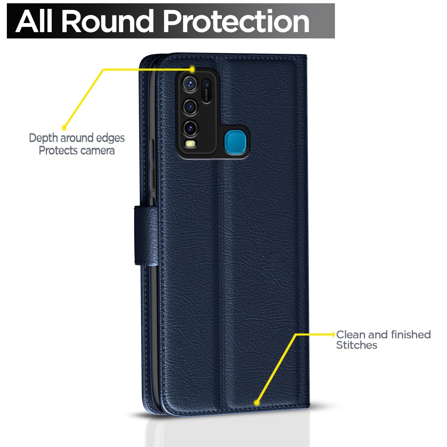 Vivo Y30 Wallet mobile flip cover in blue by Pikkme – photo 4