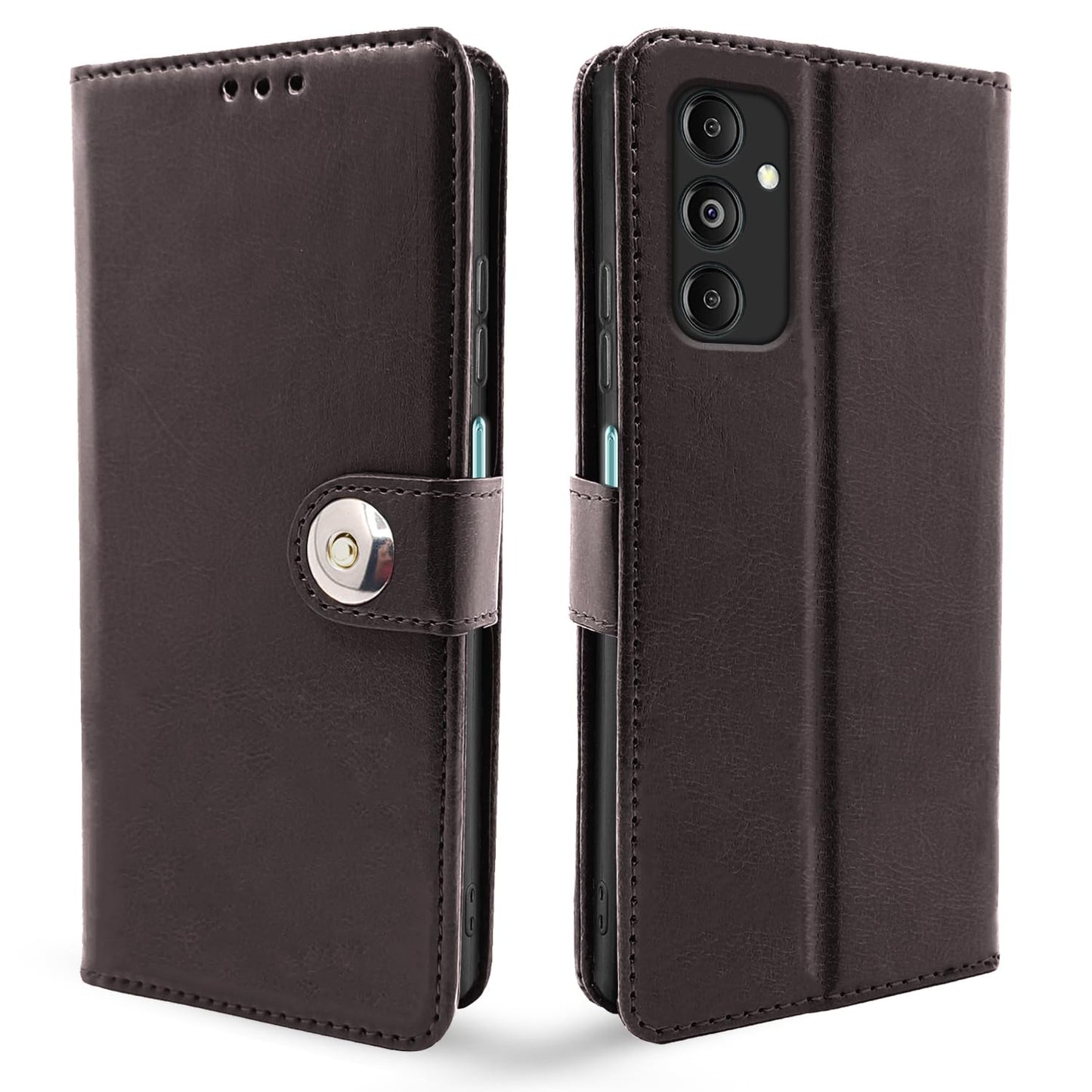 Pikkme Samsung Galaxy M35 5G Button Flip Cover (Coffee)