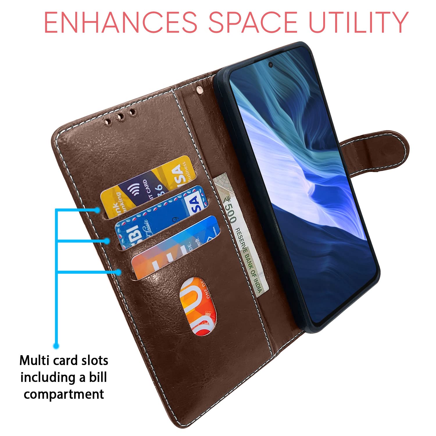 Pikkme brown & coffee mobile flip cover for Infinix Note 10 – photo 3