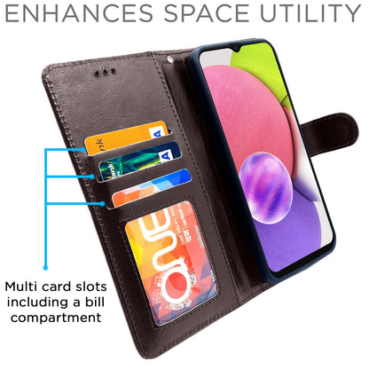 Pikkme  Samsung Galaxy A03s Vintage  Flip Cover  (Coffee)
