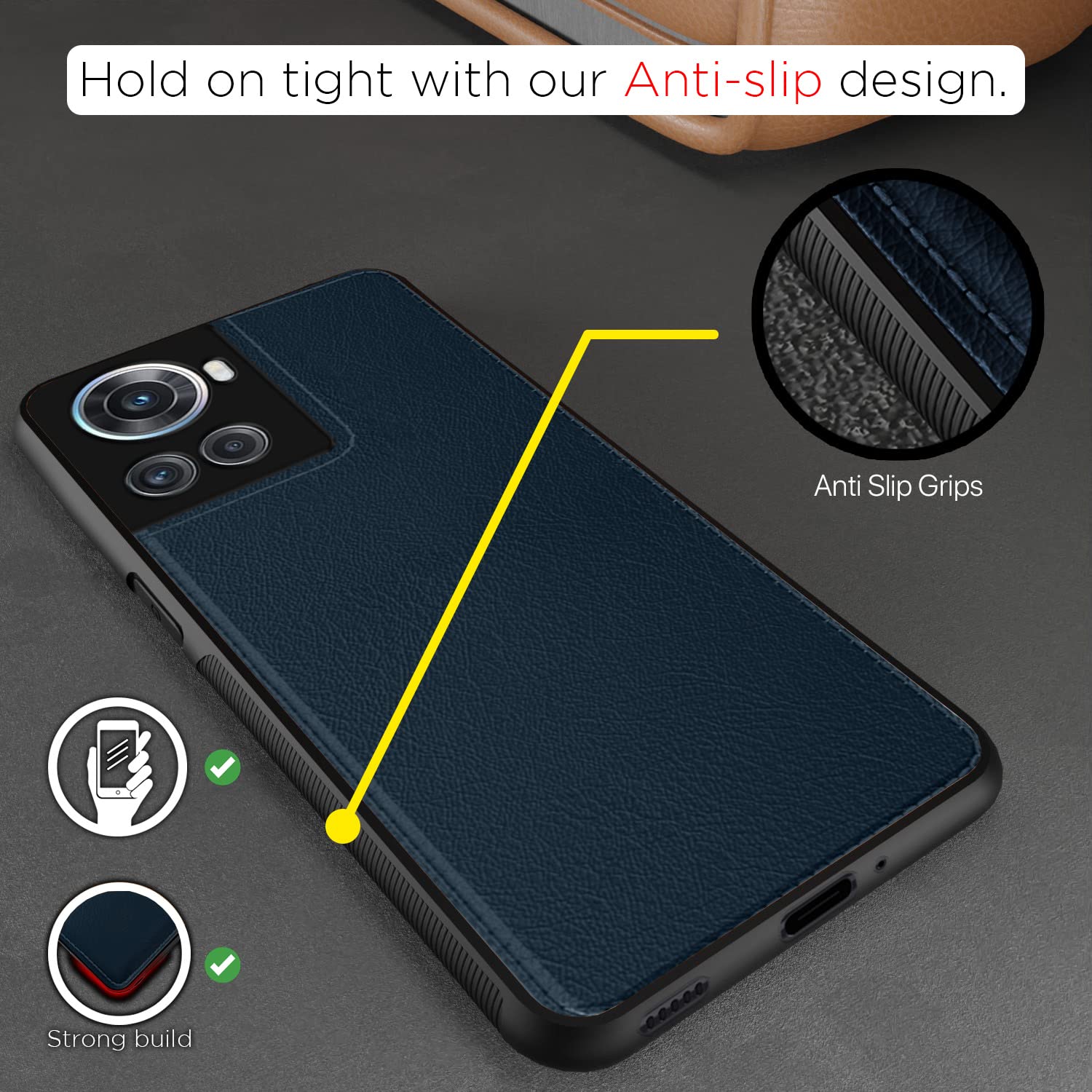 OnePlus 10R Leather phone cover in blue by Pikkme – photo 5