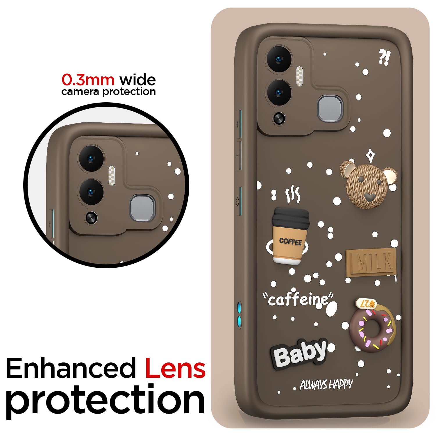 Pikkme Infinix Hot 12 Play/3D Silicone brown back cover – photo 5