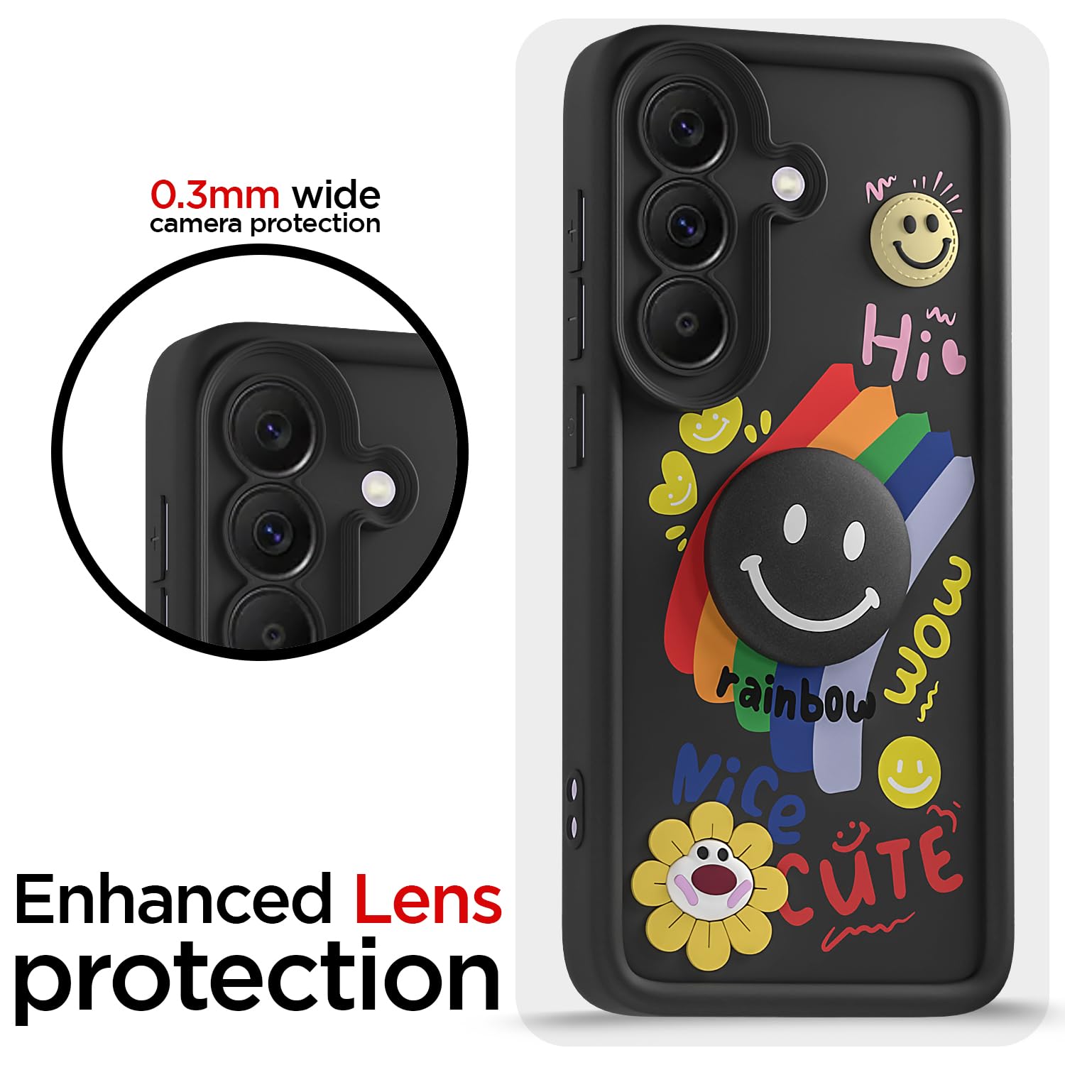 Samsung A37 5G Smile Rainbow back cover in black by Pikkme – photo 5