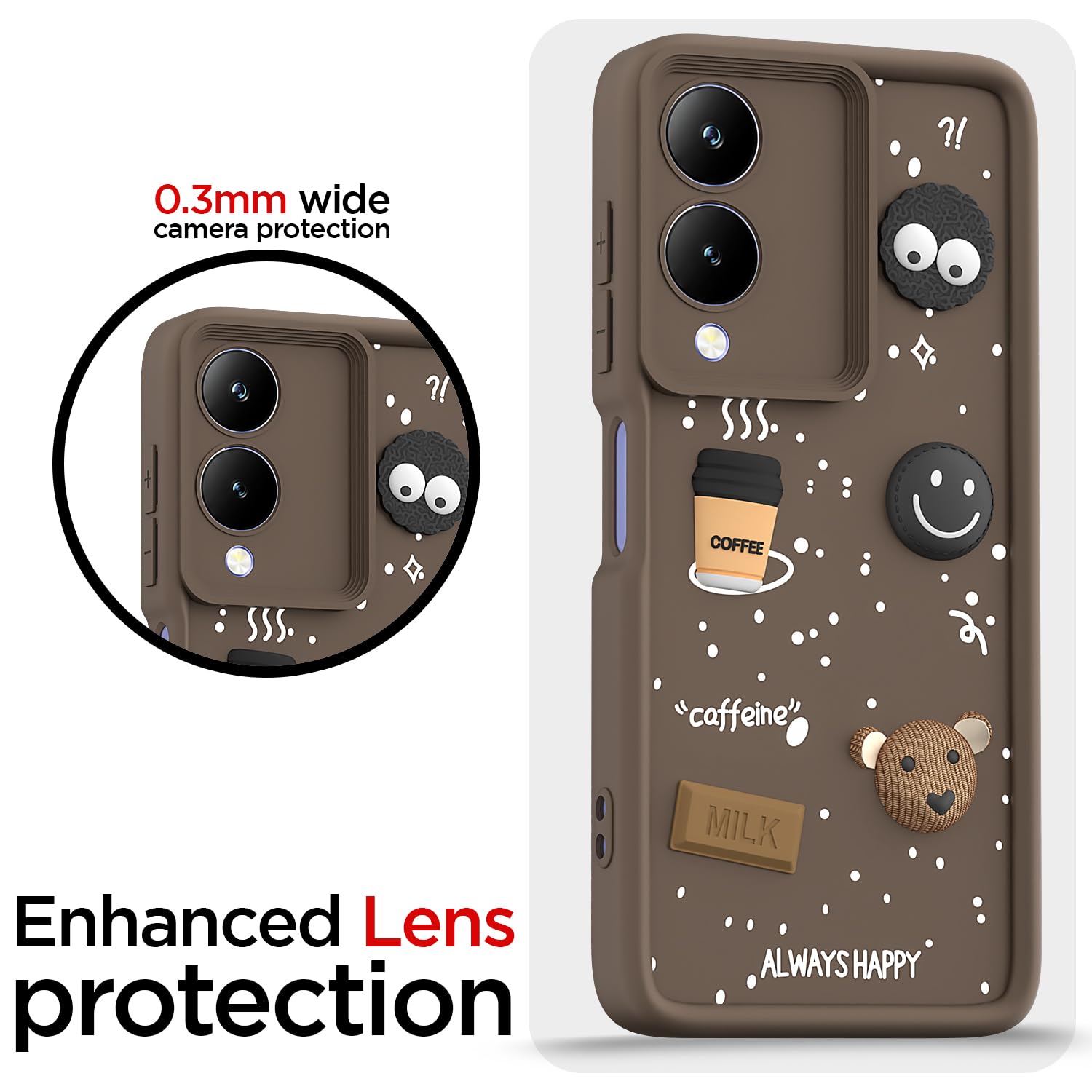 Pikkme Vivo Y17s/Y28/3D Silicone brown phone cover – photo 5