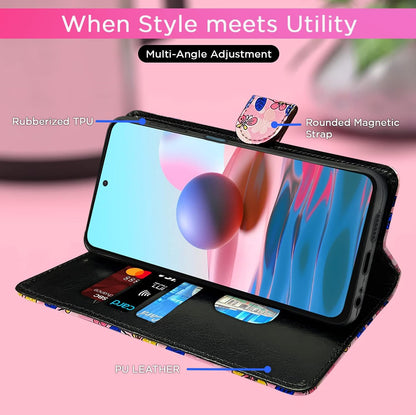 Pikkme Redmi Note 10 / 10s / 11 SE  Flower Flip Cover (Pink)
