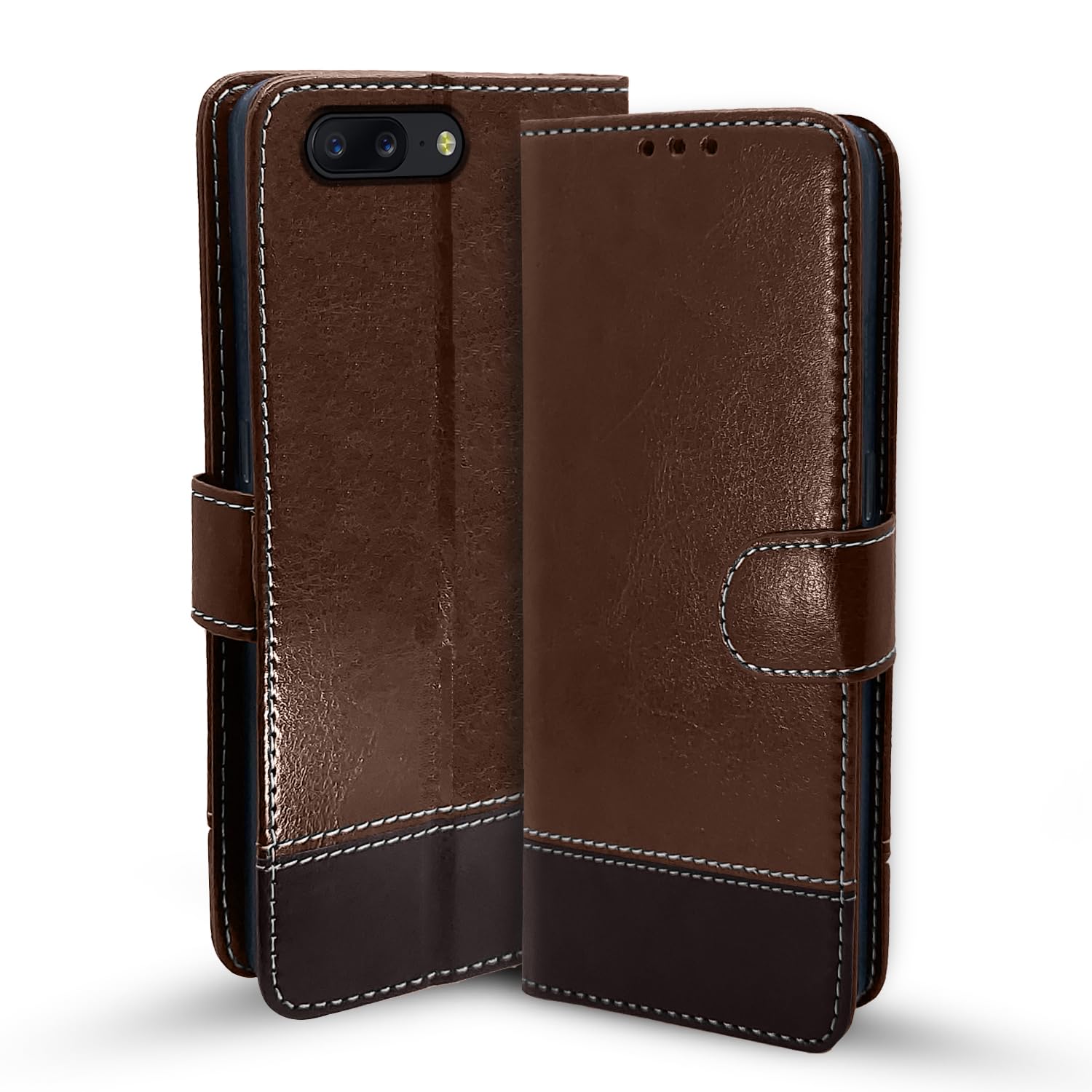OnePlus 5 Magnetic flip cover in brown & coffee by Pikkme