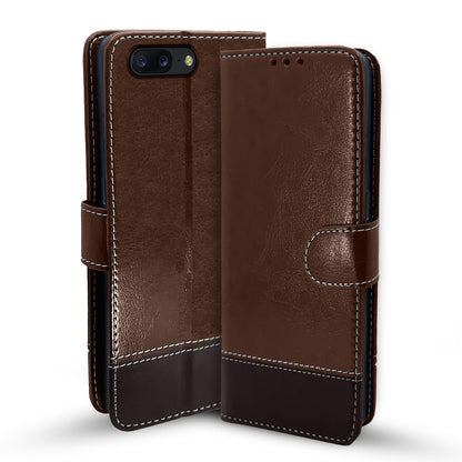 OnePlus 5 Magnetic flip cover in brown & coffee by Pikkme