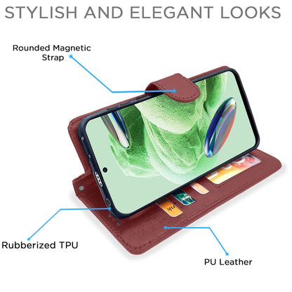 Pikkme Poco X5/Redmi Note 12 5G Wallet brown wallet flip cover – photo 5