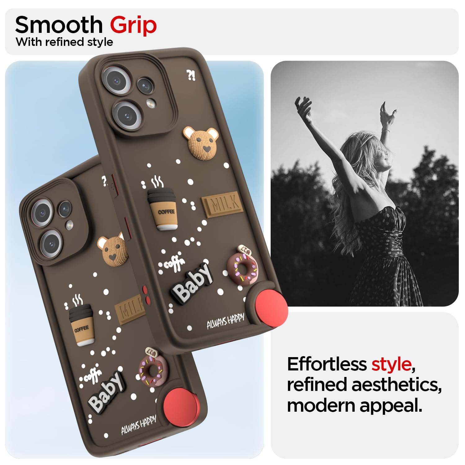 Pikkme CMF by Nothing Phone 2 Pro 5G Cute Fun Cartoon 3D Bear Coffee  Back Cover (Brown)