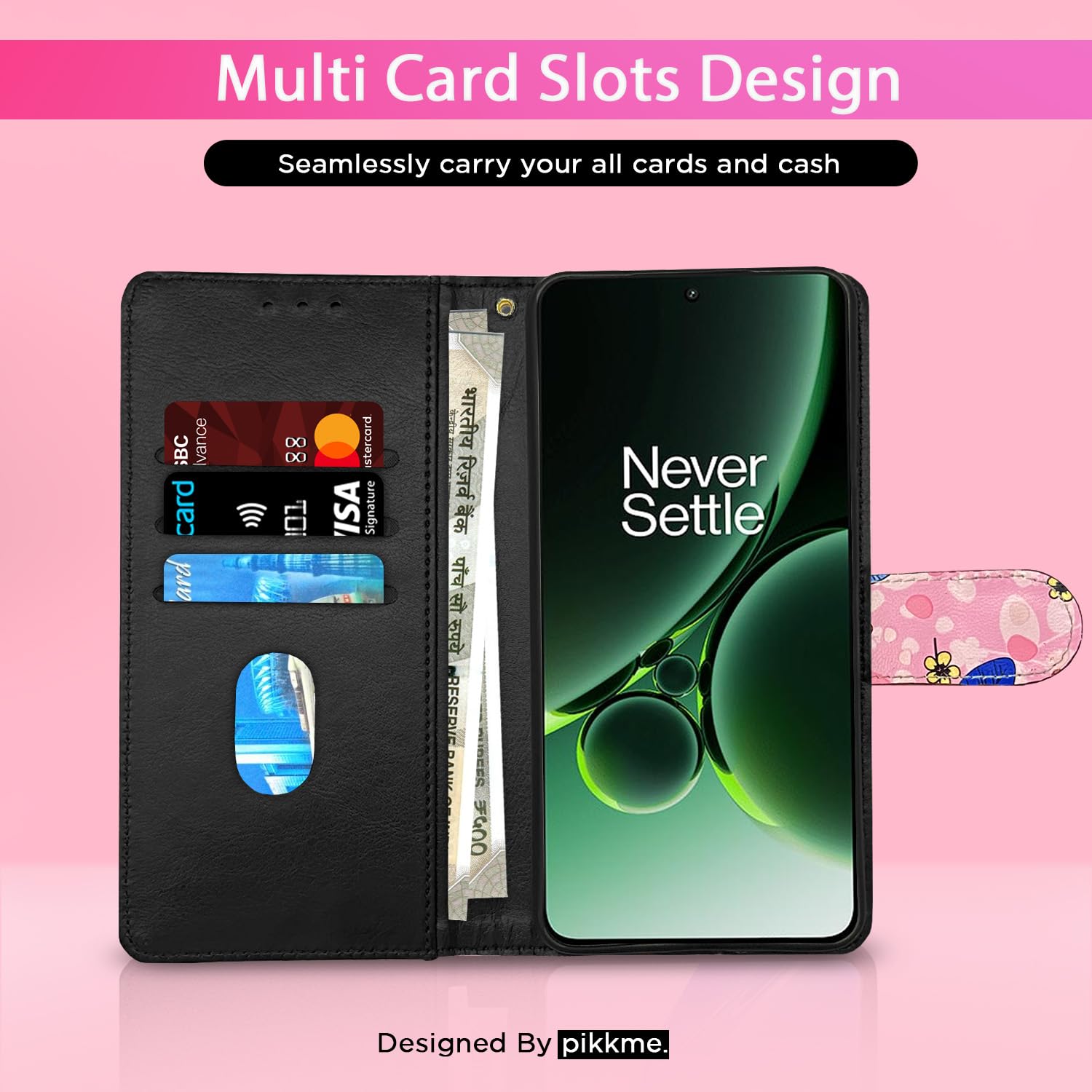 OnePlus Nord 3 5G wallet flip cover in pink flower by Pikkme – photo 3