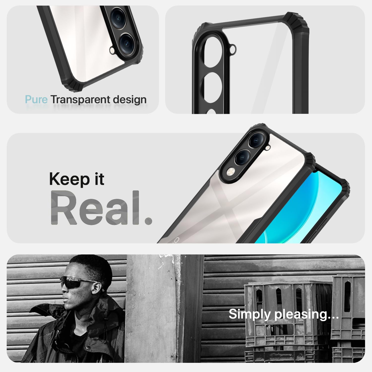 Black Hybrid mobile cover for iQOO Z10 Lite 5G/Vivo T4 Lite 5G/Y19 5G/Y19e/Y04 4G/Y29s 5G – Pikkme – photo 3