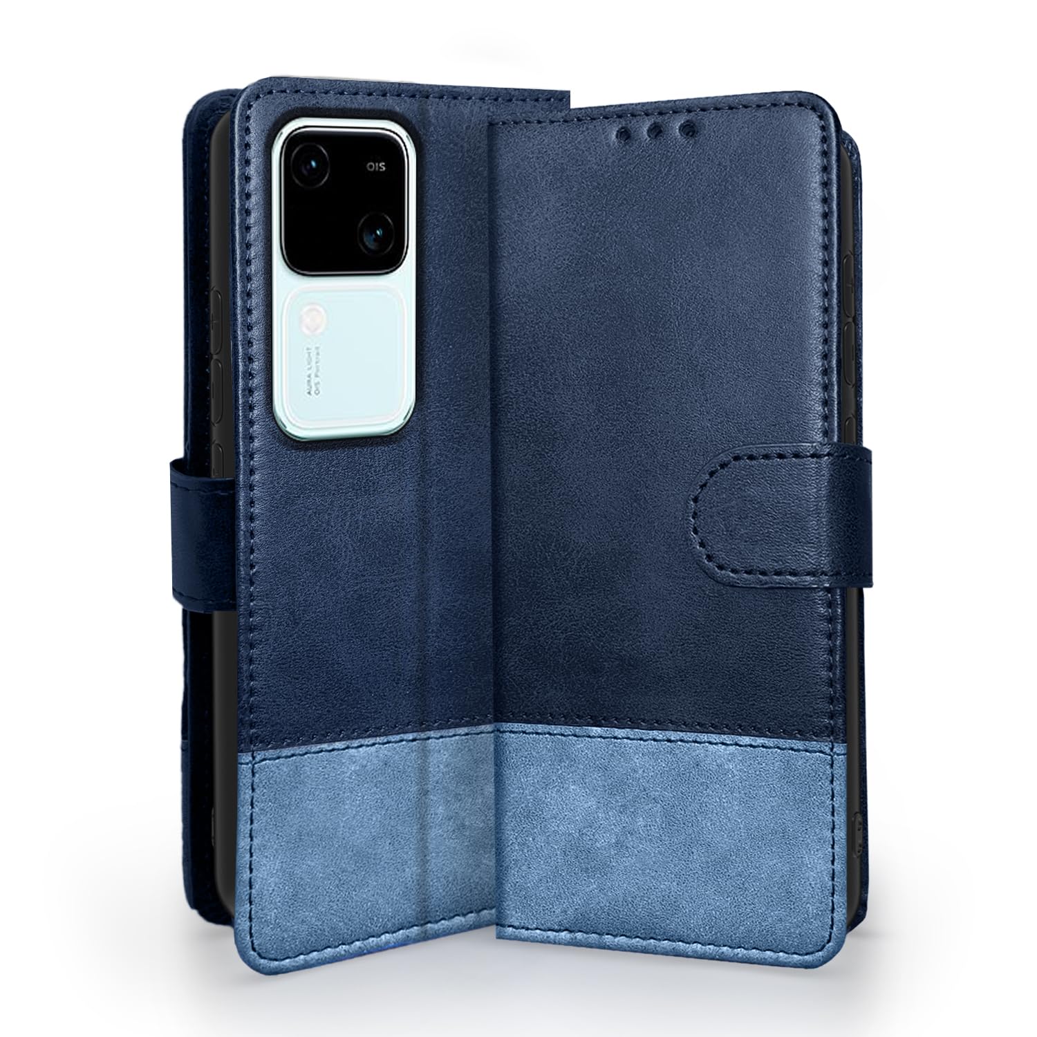 Pikkme Vivo V30 5G Magnetic navy & light blue mobile flip cover