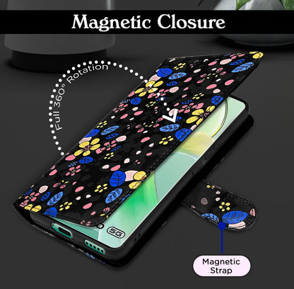 Pikkme Vivo Y200 Pro 5G Wallet black flower flip case – photo 6