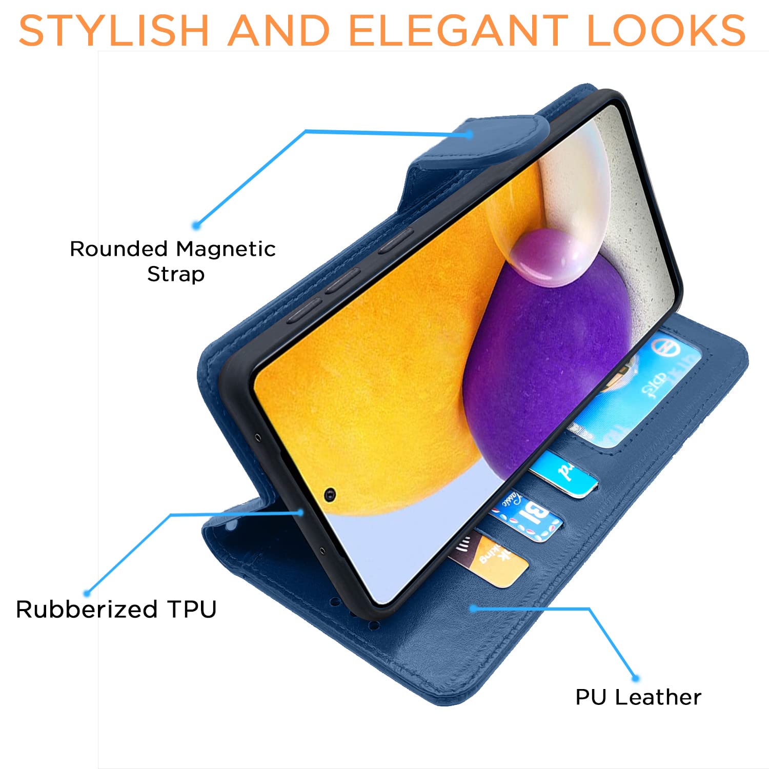 Pikkme Samsung A72 Vintage blue flip cover – photo 5