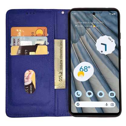 Pikkme Google Pixel 7A Magnet Flip Cover (Blue)