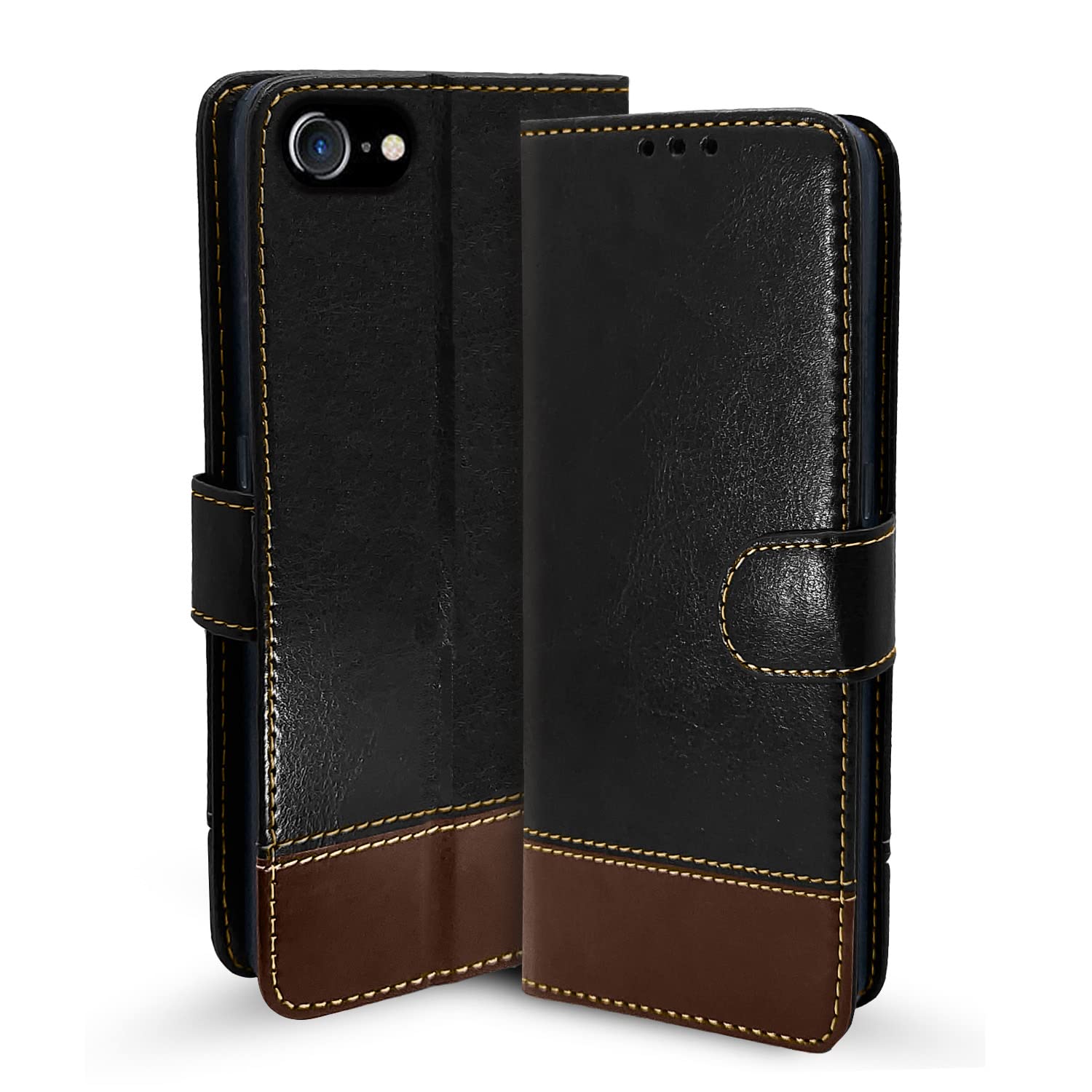 iPhone 7/8 mobile flip cover in black & brown by Pikkme
