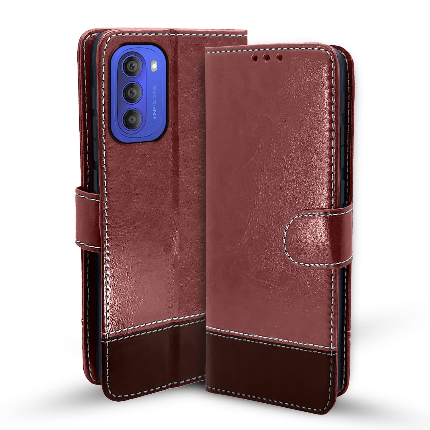 Brown & coffee wallet flip cover for Moto G51 5G – Pikkme