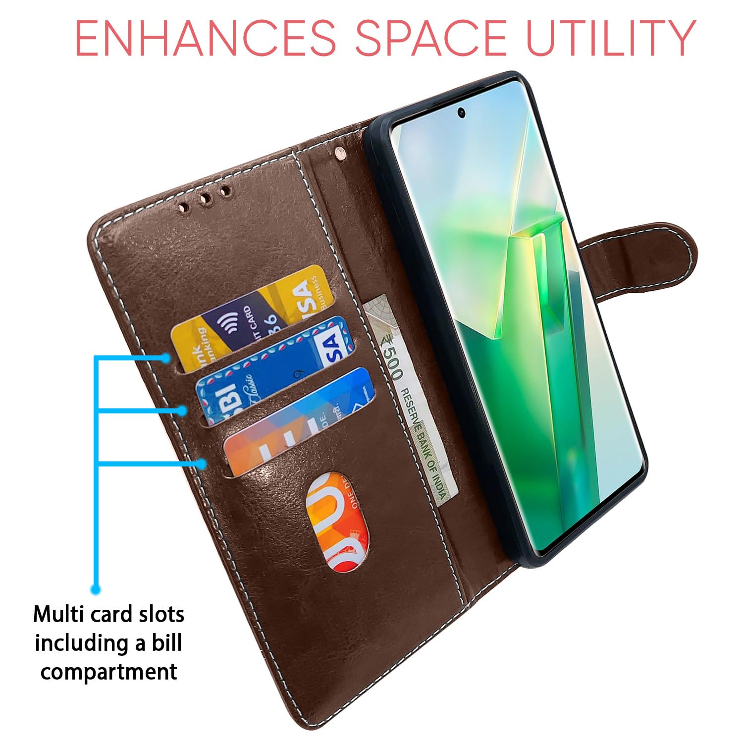 Pikkme brown & coffee Magnetic flip cover for Vivo T2 Pro 5G – photo 4