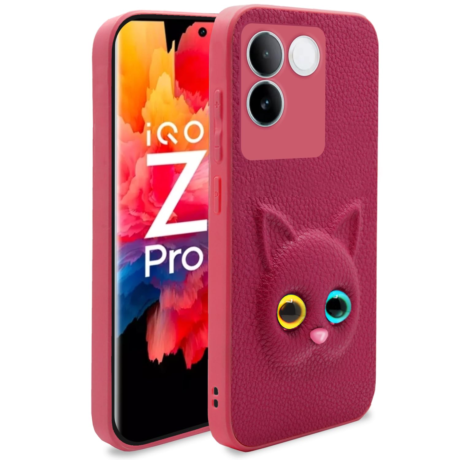Pikkme iQOO Z7 Pro 5G Kitty Back Cover (Pink)
