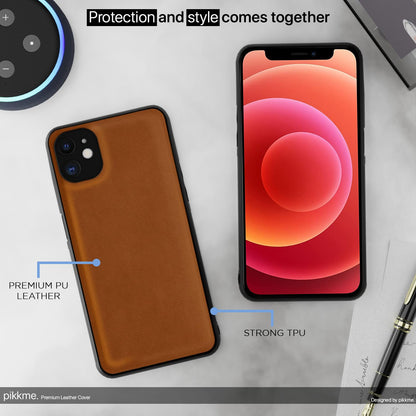 Pikkme iPhone 12 Flexible Pu Leather Leatherback Back Cover (Camel)