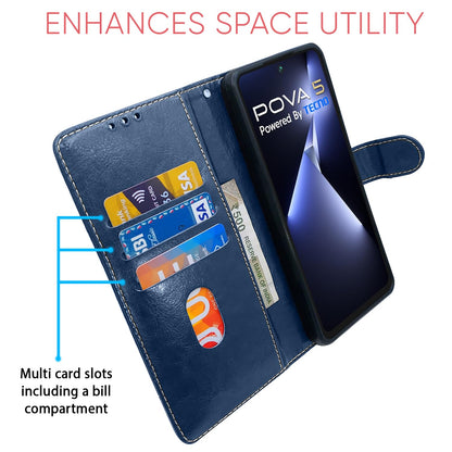 Pikkme Tecno Pova 5/Pova 5 Pro 5G blue & brown mobile flip cover – photo 4